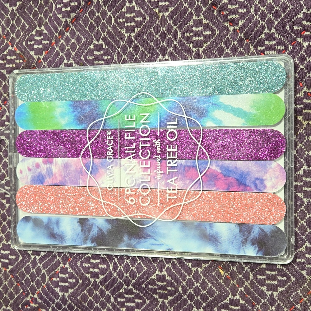 Olivia Grace 6 pc nail file collection infused with tea tree oil